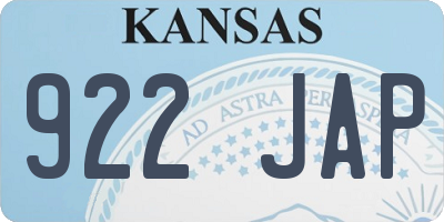 KS license plate 922JAP