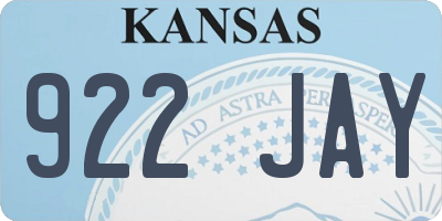 KS license plate 922JAY