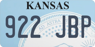 KS license plate 922JBP