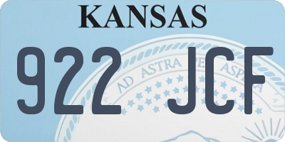 KS license plate 922JCF