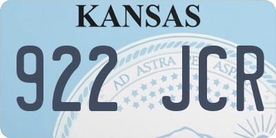 KS license plate 922JCR