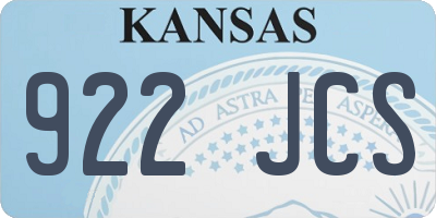 KS license plate 922JCS
