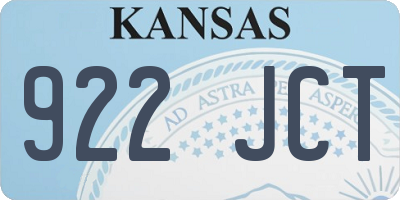 KS license plate 922JCT
