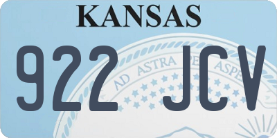KS license plate 922JCV