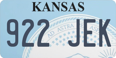 KS license plate 922JEK