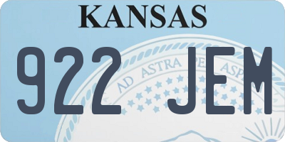 KS license plate 922JEM