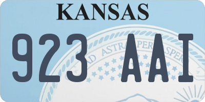 KS license plate 923AAI