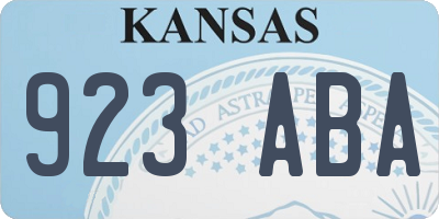 KS license plate 923ABA
