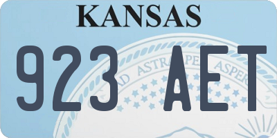 KS license plate 923AET