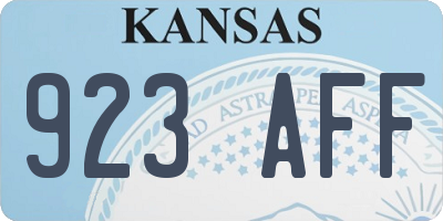 KS license plate 923AFF