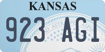 KS license plate 923AGI