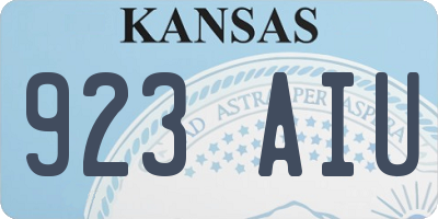 KS license plate 923AIU