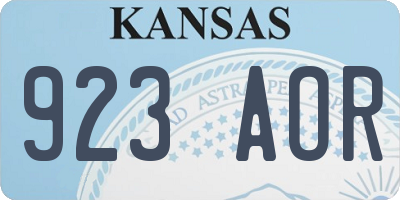KS license plate 923AOR