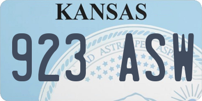 KS license plate 923ASW