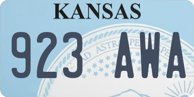 KS license plate 923AWA