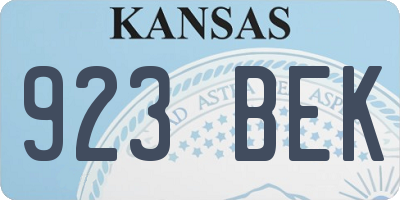 KS license plate 923BEK