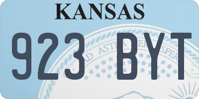 KS license plate 923BYT