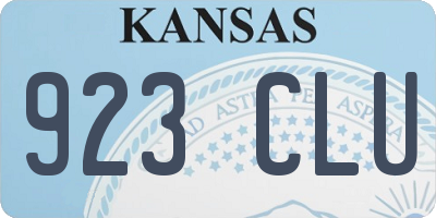 KS license plate 923CLU