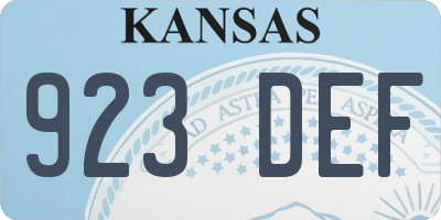 KS license plate 923DEF