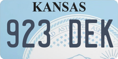 KS license plate 923DEK