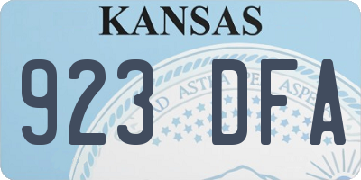 KS license plate 923DFA