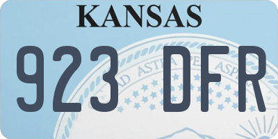KS license plate 923DFR