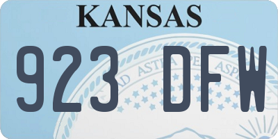 KS license plate 923DFW