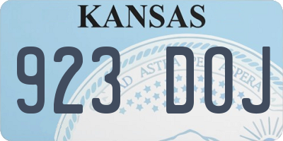 KS license plate 923DOJ