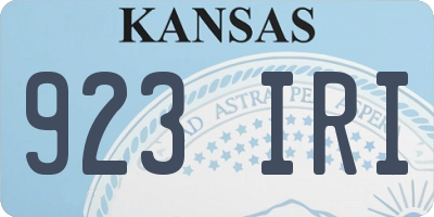 KS license plate 923IRI