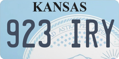 KS license plate 923IRY