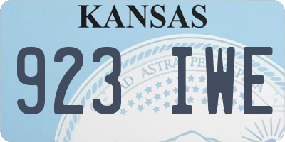 KS license plate 923IWE
