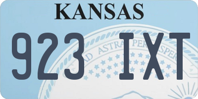 KS license plate 923IXT
