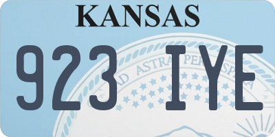 KS license plate 923IYE