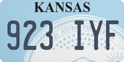 KS license plate 923IYF