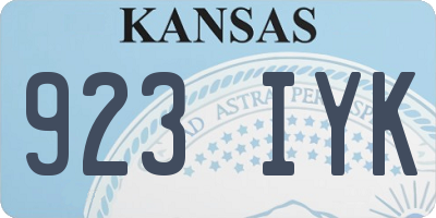 KS license plate 923IYK