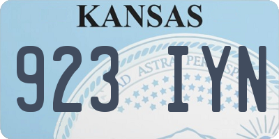KS license plate 923IYN