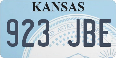 KS license plate 923JBE