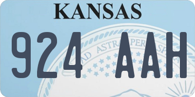 KS license plate 924AAH