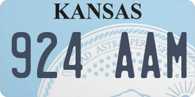 KS license plate 924AAM