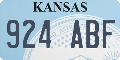 KS license plate 924ABF