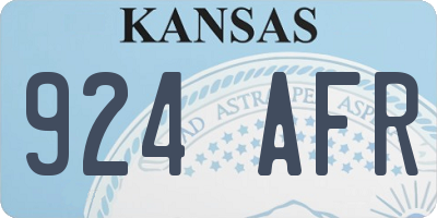 KS license plate 924AFR