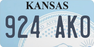 KS license plate 924AKO