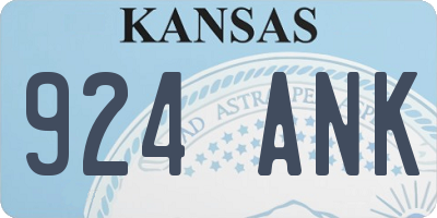 KS license plate 924ANK