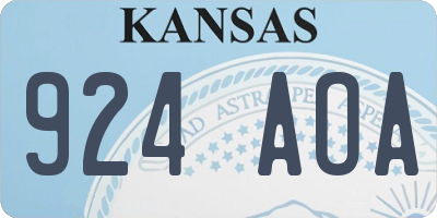 KS license plate 924AOA