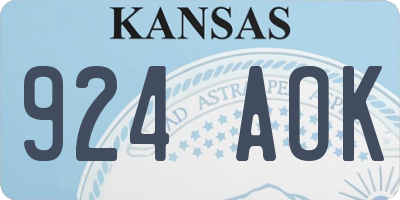 KS license plate 924AOK