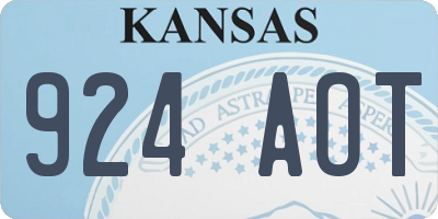 KS license plate 924AOT