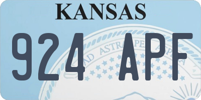KS license plate 924APF