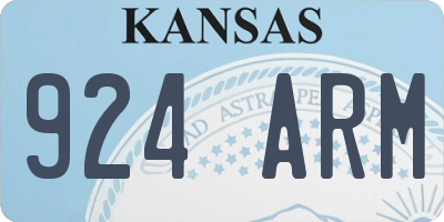 KS license plate 924ARM