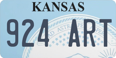 KS license plate 924ART