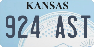 KS license plate 924AST